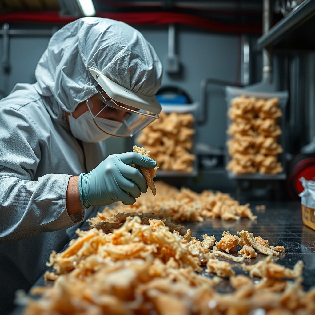 Operator memeriksa kualitas produk freeze dried